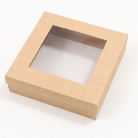 The box is folding, the lid is, with a window, craft, 23 x 23 x 6.5 cm-1