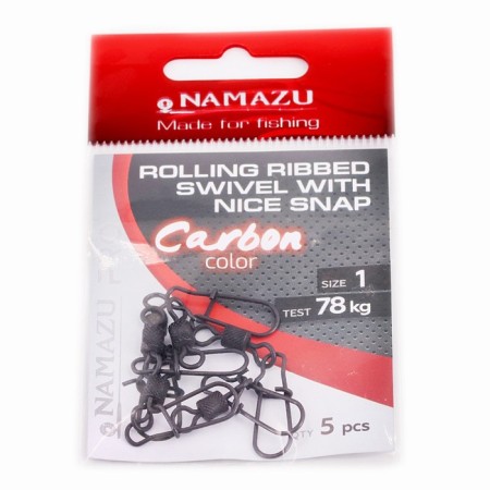 Twal with a fastener Namazu Pro Rolling Ribbed Swivel, Carbon, Size 1. Test-78 kg