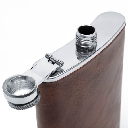 Gift set 5 in 1: Flaw 240 ml, funnel, pen, 2 glasses, brown, 17 x 21 cm-3