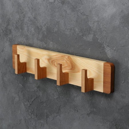 Wooden hanger wall, on 4 hooks, array of oak, ash