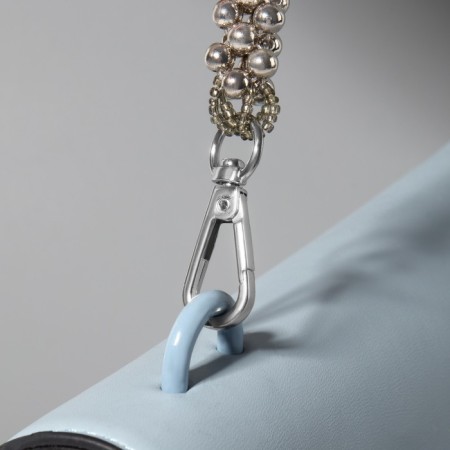 Handle for bag, cord from beads, 28 cm, silver color-5