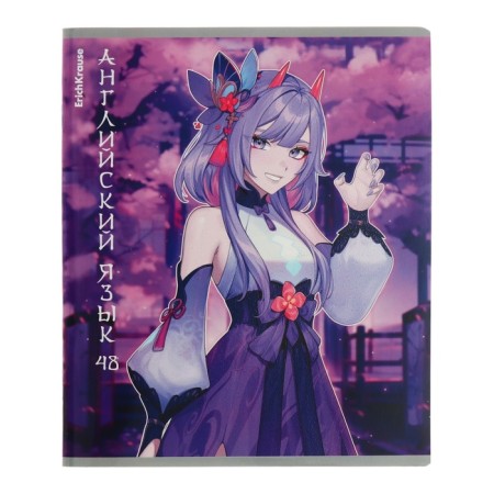 Subject notebook, 48 sheets, cage, English, Erichkrause "Manga", cardboard cover Twin-LK, OFSET BELICE 100%, info block-1