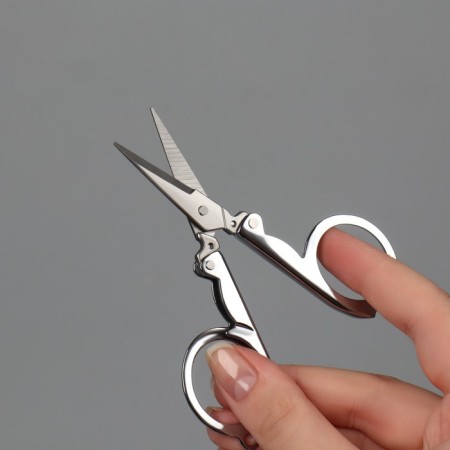 Scissors manicure, straight, folding, 9 cm, silver color-6