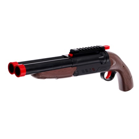 The gun "double -barreled", with sleeves, shoots soft bullets-1