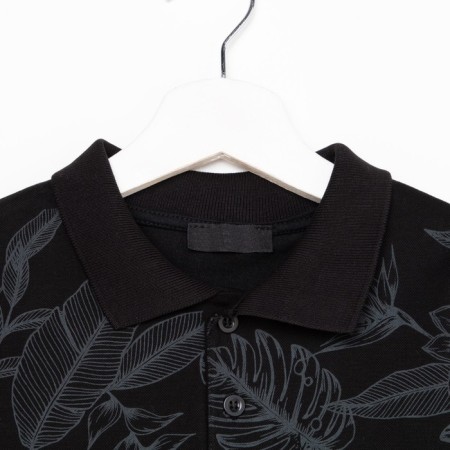 Polo T -shirt for a boy, black color/print mix, height 116 cm-1