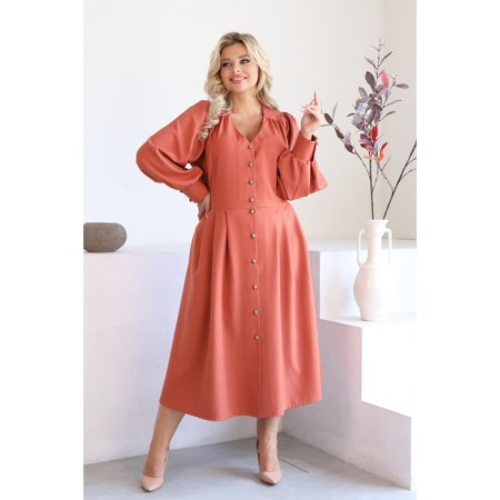 Female dress, size 52, terracotta color-8