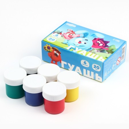 Gouache 6 colors of 20 ml, mixers-10