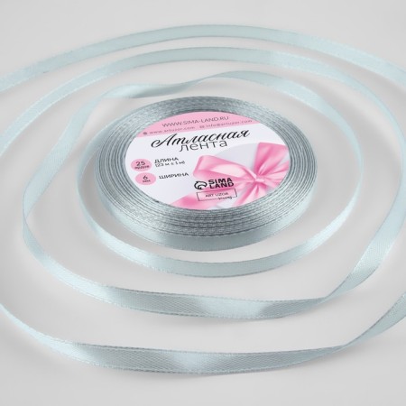 Satin tape, 6 mm × 23 ± 1 m, color platinum color