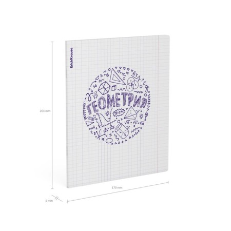 Subject notebook, 48 sheets, cage, geometry Erichkrause "Chaos", plastic cover silk-screen cover, block offset 100%, information block-6