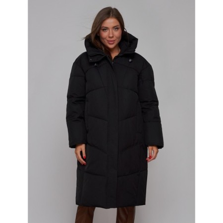 Coat insulated winter female, size 44, black color-8