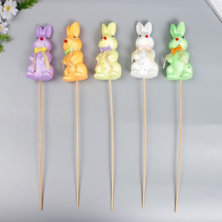 Decor on the stick "Rabbit - confetti, with a bow" mix 15 cm-4