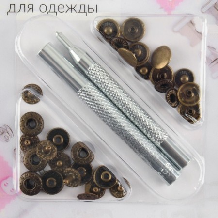 Installation buttons, alpha (S-shaped), d = 10 mm, 8 pcs, with the installer, antique color-1