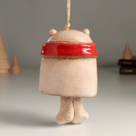 Ceramics "Bear in red scarf" 6.6x8x9 cm bell-2