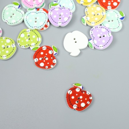 Buttons wood for creativity 2 punctures "apple in peas" set of 20 pcs 2x2 cm-1