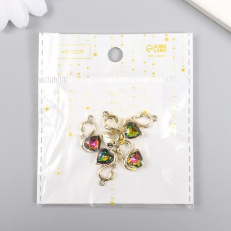 Decor for creativity metal, rhinestones "Swan with heart" gold 1.1x1.8 cm-3