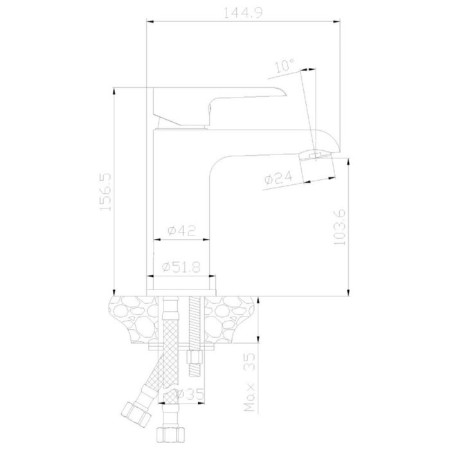 One-handed mixer for the washbasin Rossinka W35-12, monolithic, chrome/white-1