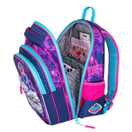 Frame backpack 39 x 29 x 17 cm, Across 410, filling: bag, pencil case, purple ACR22-410-14-4