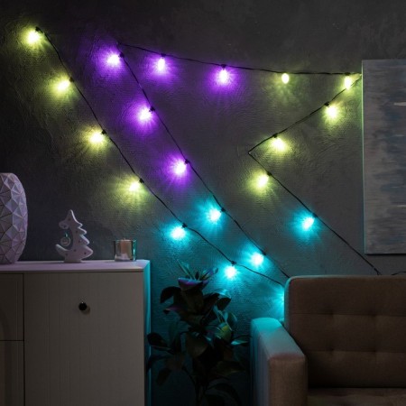 Smart garland “thread” 6 m with nozzles “cones”, IP20, dark thread, 20 LED, glow RGB, USB-2