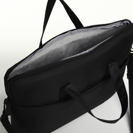 Laptop bag with a zipper, outer pocket, black color-3