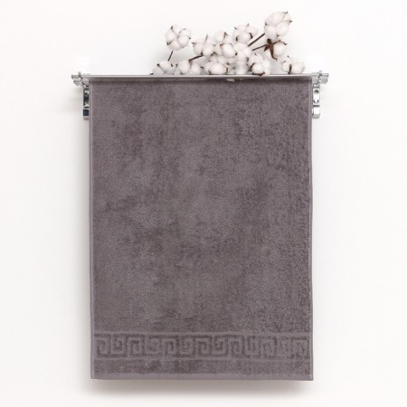 Terry towel with a border 50x90 cm, gray, cotton 100%, 430g/m2