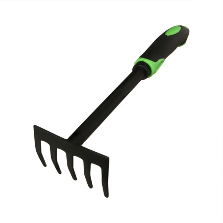 Robble small, straight lines, 5 teeth, length 28.5 cm, metal, ergonomic rubberized handle, Greengo-9