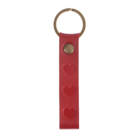 Leather keychain for a car key, strap, genuine leather, red, heart-2