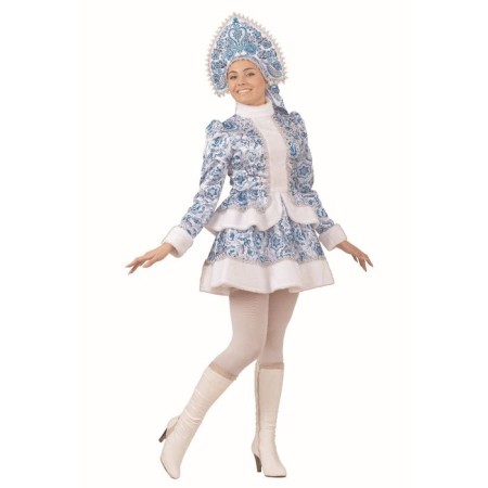 Snegurochka carnival costume, blue patterns, size 46, height 170 cm