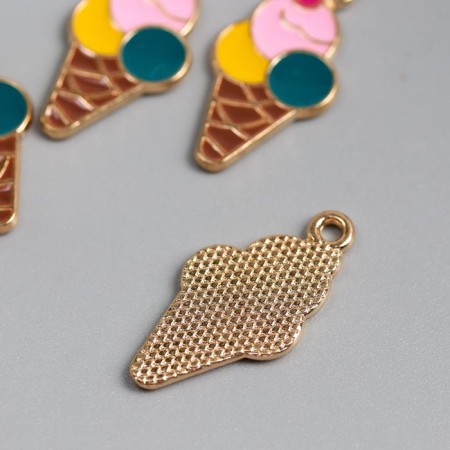 Decor for creativity Metal, enamel "Horn with ice cream" Gold 2.5x1.2 cm-2