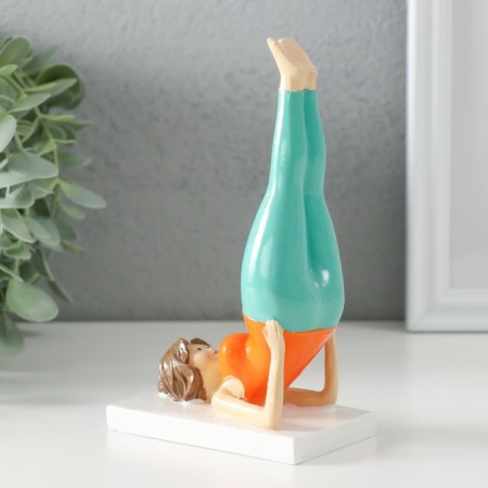 Souvenir Polystone "Pyshechka - Yoga Pose Birch Birch" Orange -Biryuzovaya 9x5x14.5 cm-2
