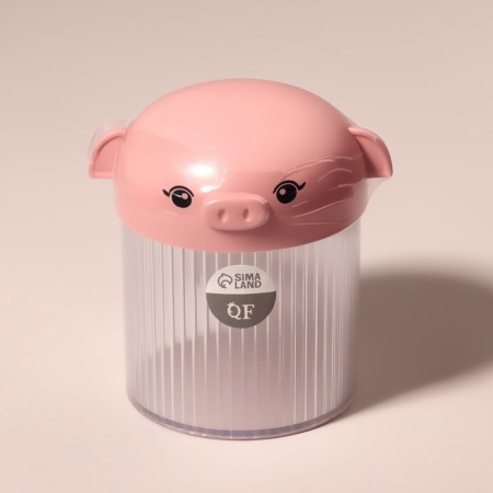 Organizer for cotton sticks "Pigging", with a lid, d = 7.7 × 10.3 cm, in the bag, pink, transparent-3