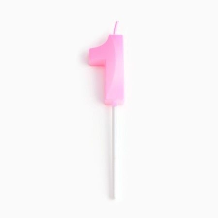 Candle in the cake on the ships "Fine", the number "1", 5 cm, pink-2