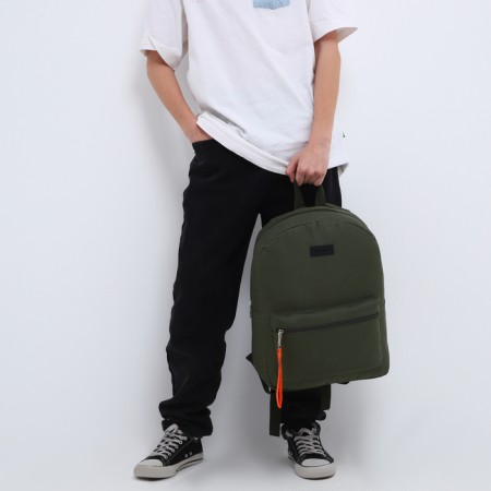 School textile backpack with a lobe of a sling, 38x29x11 cm, khaki color-10