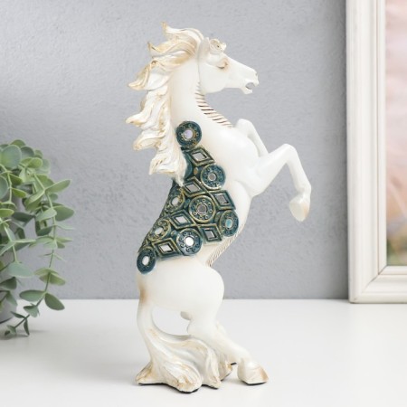 Souvenir Polystone "Imperial Horse, white with mirrors on the lice" 14.5x7x24.5 cm-2