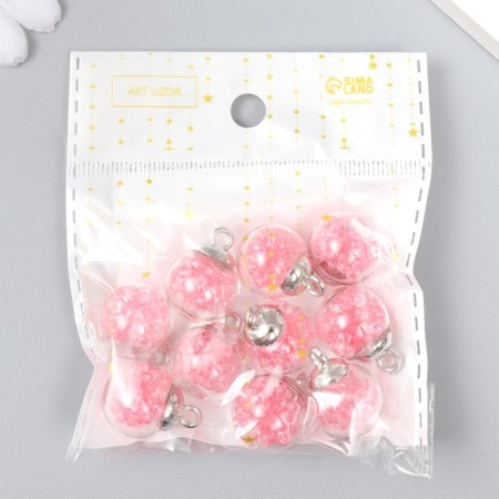 Suspension decorative for creativity glass "ball - pebbles" pink d = 1.6 cm set 10 pcs-3