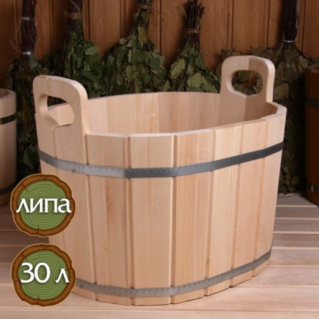 A gang made of linden, 30 l, oval, stainless hoop, "Dobroparov"
