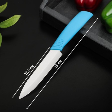 Knife ceramic shade "Simple", blade 12.5 cm, handle Soft Touch, Blue Color Blue-1