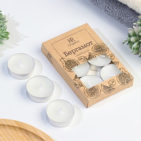 Aromatic tea candle 6 pcs in under the box, "bergamot"