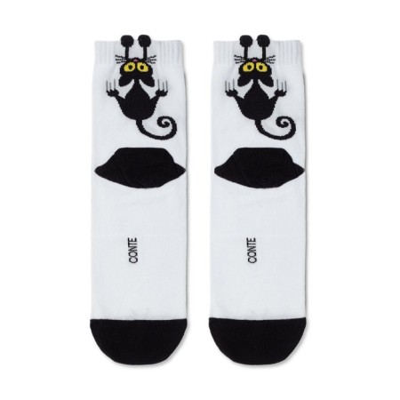 Women's socks with Pikot Conte Elegant Black Cat, size 25, white color-2