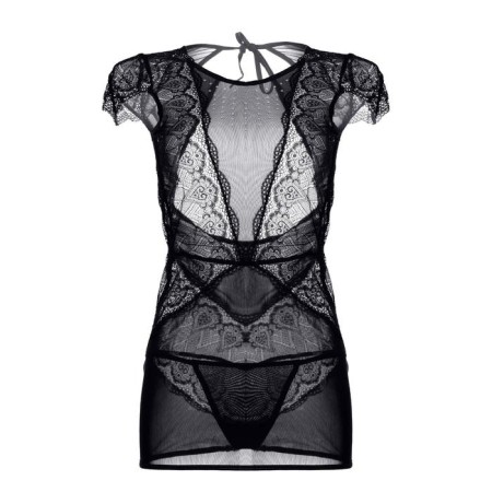 Candy Girl dress with an open back and thong, black, size OS-5