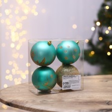 Christmas balls New Year's “desires will come true!”, For the New Year, plastic, d = 8, 4 pcs., Tiffany and gold color