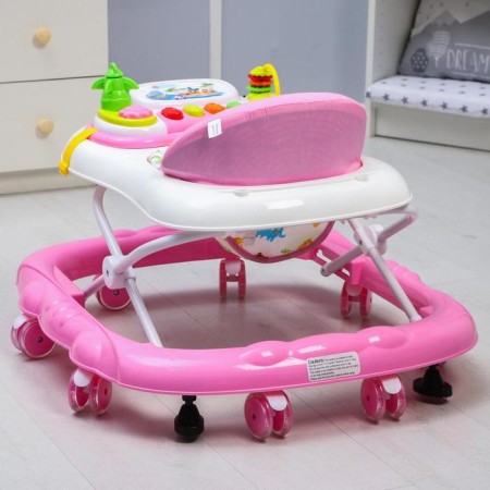Walks "Smile", 8 Silik. wheels, removable panel, muses, light, toys, pink-8