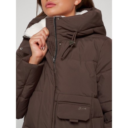 Coat insulated winter female, size 52, brown color-13