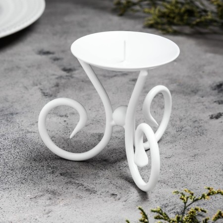 Summary "Vesel N" metal per 1 candle, 9.5x7.6 cm, white-1