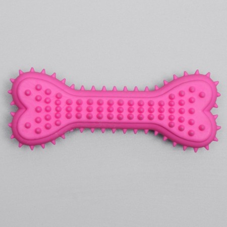 Chewing toy plow "Bone for massage", 11 x 4 x 2 cm, pink-1