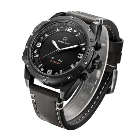 Electronic watch watches, D-5 cm, with an alarm clock, calendar, backlight, 1 atm, black-2
