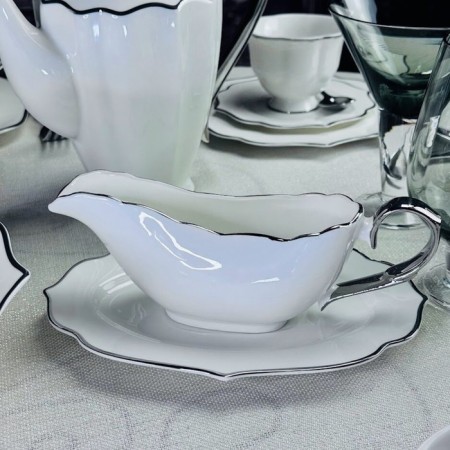 Соусник с блюдцем Lenardi Magnolia Silver