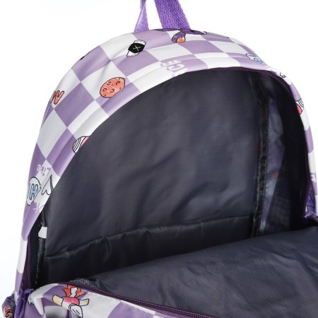 School backpack from textiles on lightning, 3 pockets, lilac color-5