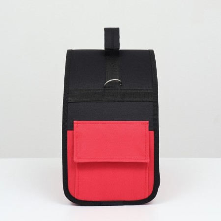 Bag - animal transportation, semicircular with pvc pockets, 37 x 18 x 25 cm, red-2