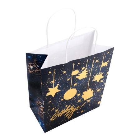 New Year. New Year's paper gift package with embossing, "Christmas tree toys" 27 x 21 x 11 cm.-3
