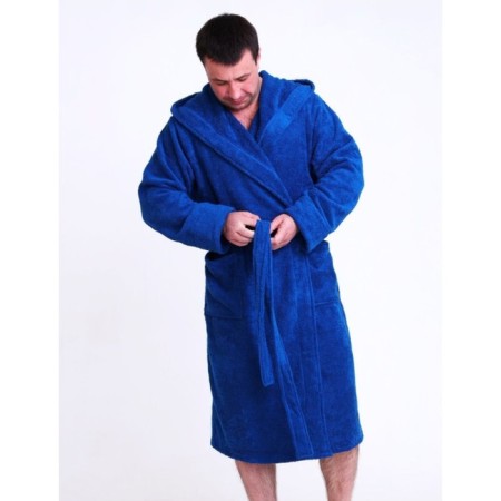 Terrier male robe with a hood, size 60-62, blue color-2